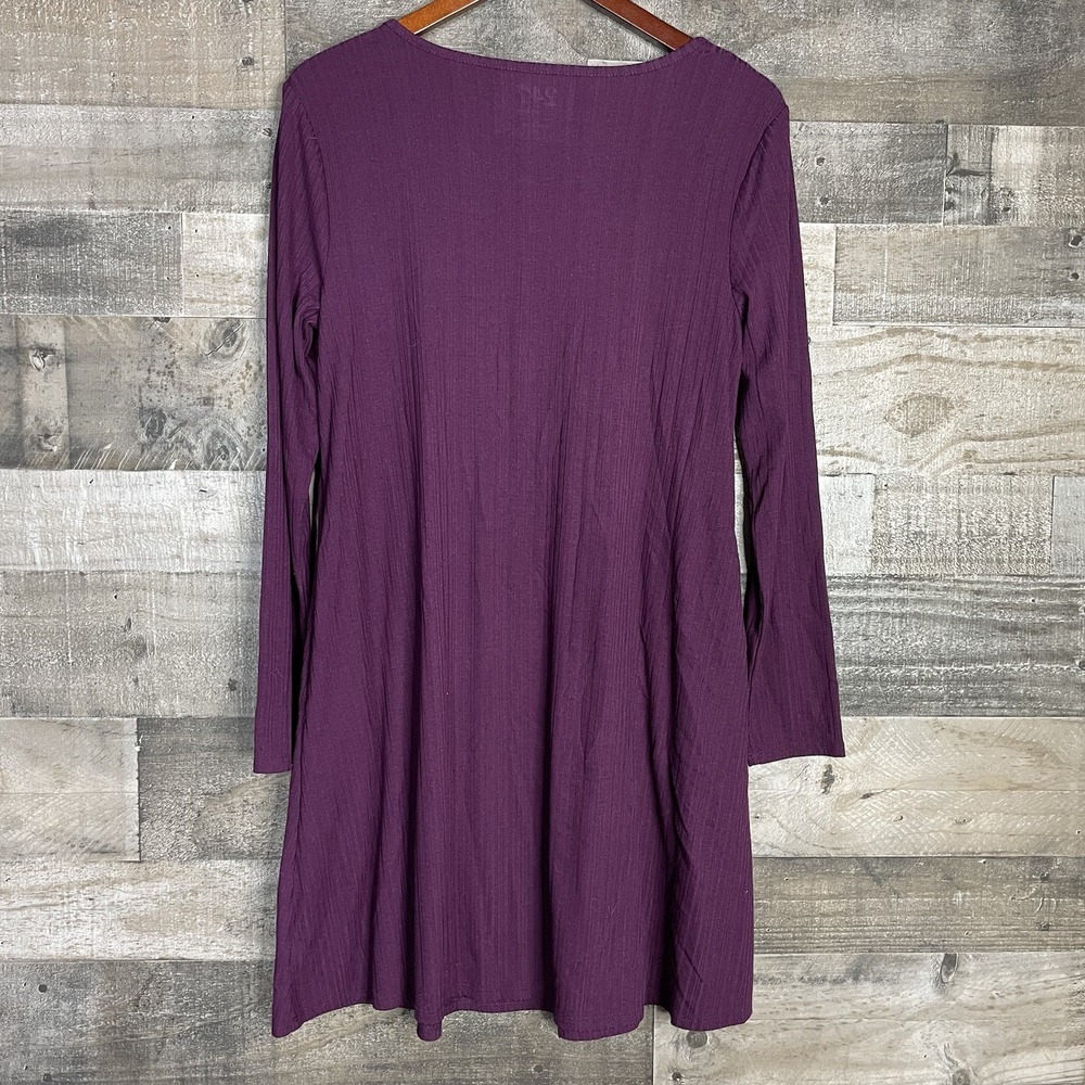 Maurice's 24/7 Ribbed Women's M Long Sleeve Dress‎ Purple Stretch Modest Pockets - Picture 5 of 5